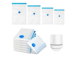 Conjunto De 12 Sacos Armazenamento A Vácuo Com Bomba Elétrica (3 Jumbo, 3 Grande, Médio, Pequeno) - Economiza Espaço Para Roupas, Roupas Cam