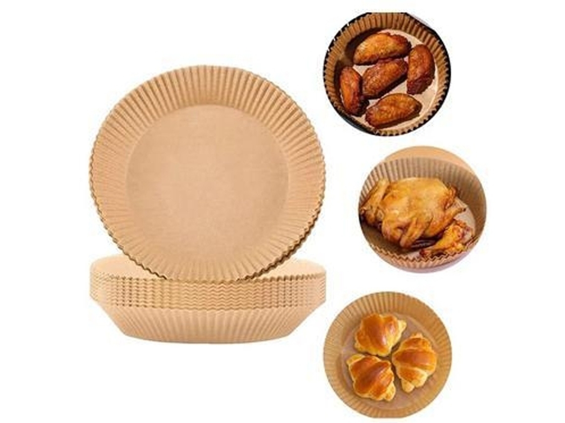 Pacote Com 100 Unidades De Papel Para Fritadeira A Ar - Marrom 20 Cm.