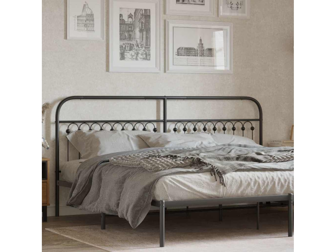 Vidaxl Cabeceira De Substituição 193 Cm Metal Preto