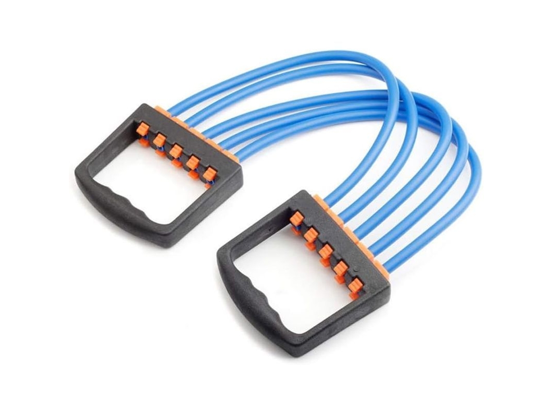Expansor de peito com 5 cabos de TPE removíveis, resistência ajustável para treinamento de força e musculatura da parte superior do corpo, portátil.