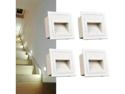 Rebe set de 4 Lâmpadas Led Embutidas na Parede, Branco Frio Ip65, Alumínio Classe Energética e