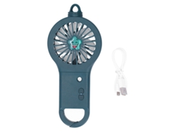 Ventilador portátil multifuncional e charmoso com névoa, na cor verde.