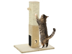 Poste Arranhador Para S 79 Cm Arranhador Para S Com Bola Suspensa E Poste De Juta 59,5x39x79 Cm Creme E Bege