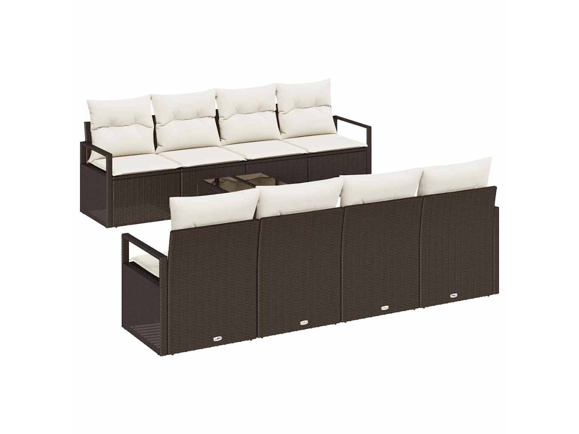 Maison Exclusive - Conjunto De Sofás Com Almofada 7 Pcs Marrom E Creme Vime Pe