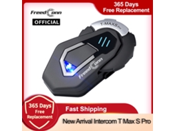 Fone de Ouvido Intercomunicador para Capacete de Motocicleta Freedconn, Bluetooth, Música FM, À Prova D'água AQUAFORGE