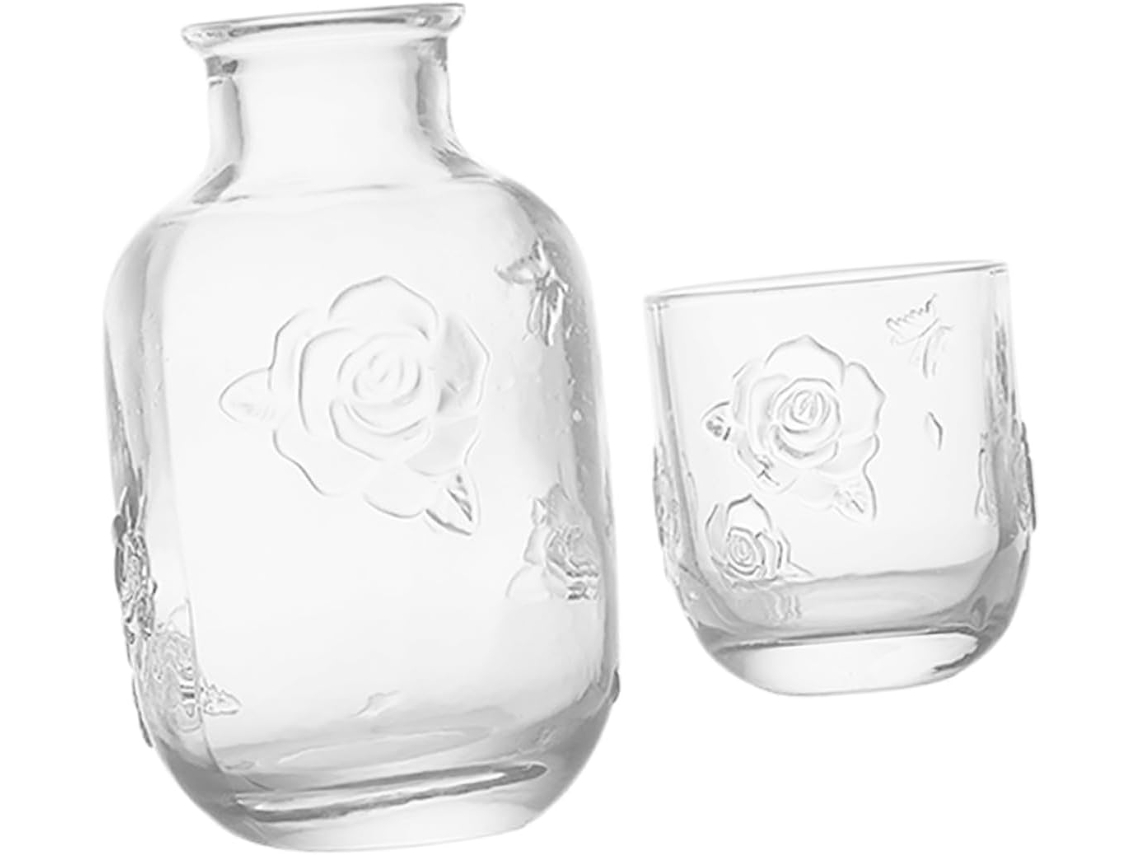 Conjunto De Bule E Xícara De Vidro Com Estampa Floral Retrô, 1 Conjunto