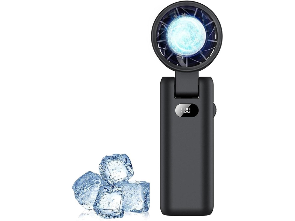Ventilador Portátil de 3600mah Recarregável Via Usb Velocidade do Vento Ajustável Dobrável Função de Resfriamento MDUG (preto)
