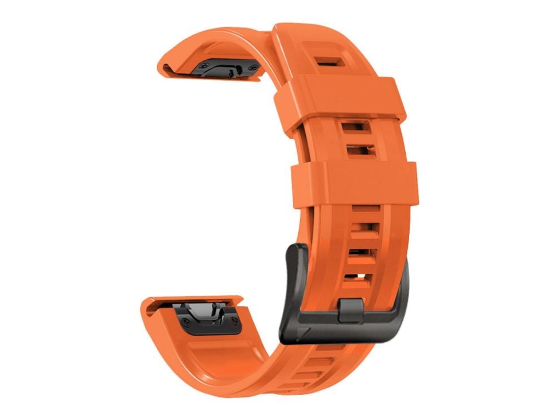 Bracelete para Garmin Silicone Esportivo Cor Sólida Fivela de Aço Preta Laranja XIAOMOYU (26mm)