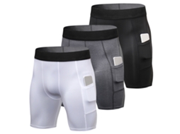 3 bermudas esportivas para homem, com bolso, para treino ativo | S/MARCA