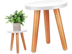 Conjunto De 2 Banquetas De Madeira Maciça Para Suporte De Plantas, Estáveis E Elegantes, Ideais Para