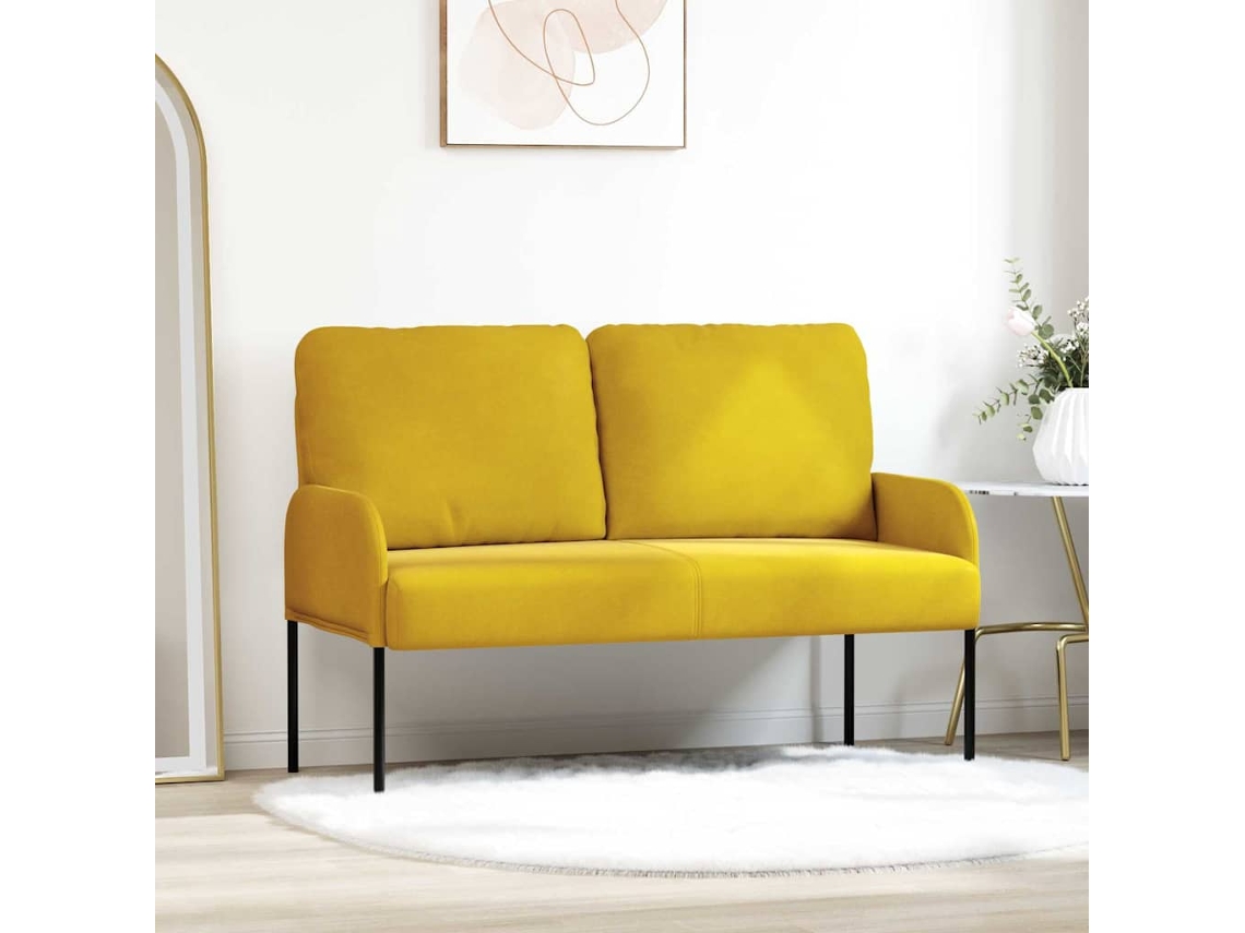 Vidaxl Sofás Com Almofada 110cm Amarelo Contraplacado