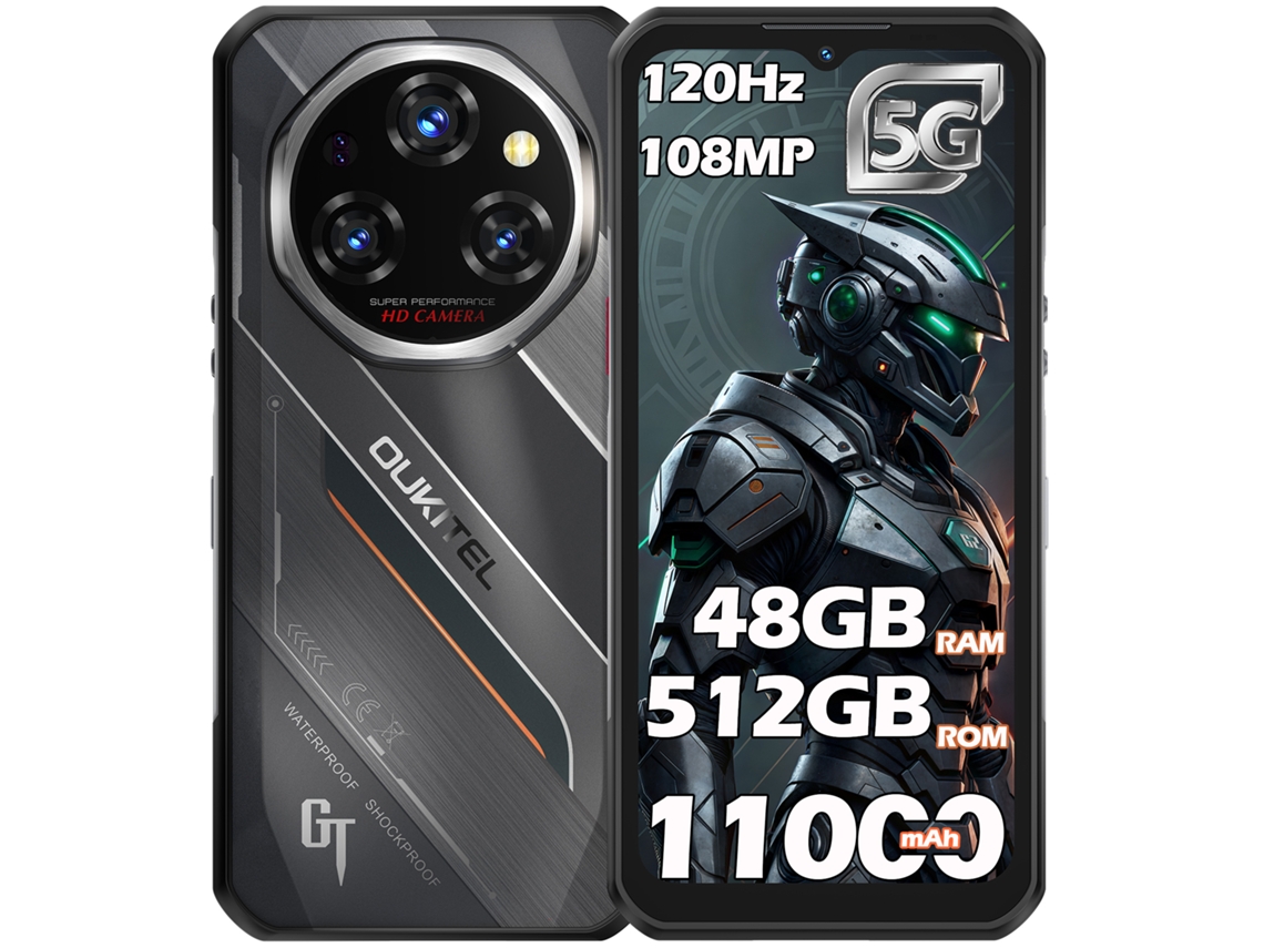 Smartphone Robuste 5g Oukitel Wp62 48gb 512gb 11000mah Android 15 6.6 120hz 108mp Nfc Preto
