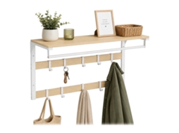 Cabideiro De Parede Com Prateleira, Branco, 80 Cm, Mdf E Ferro