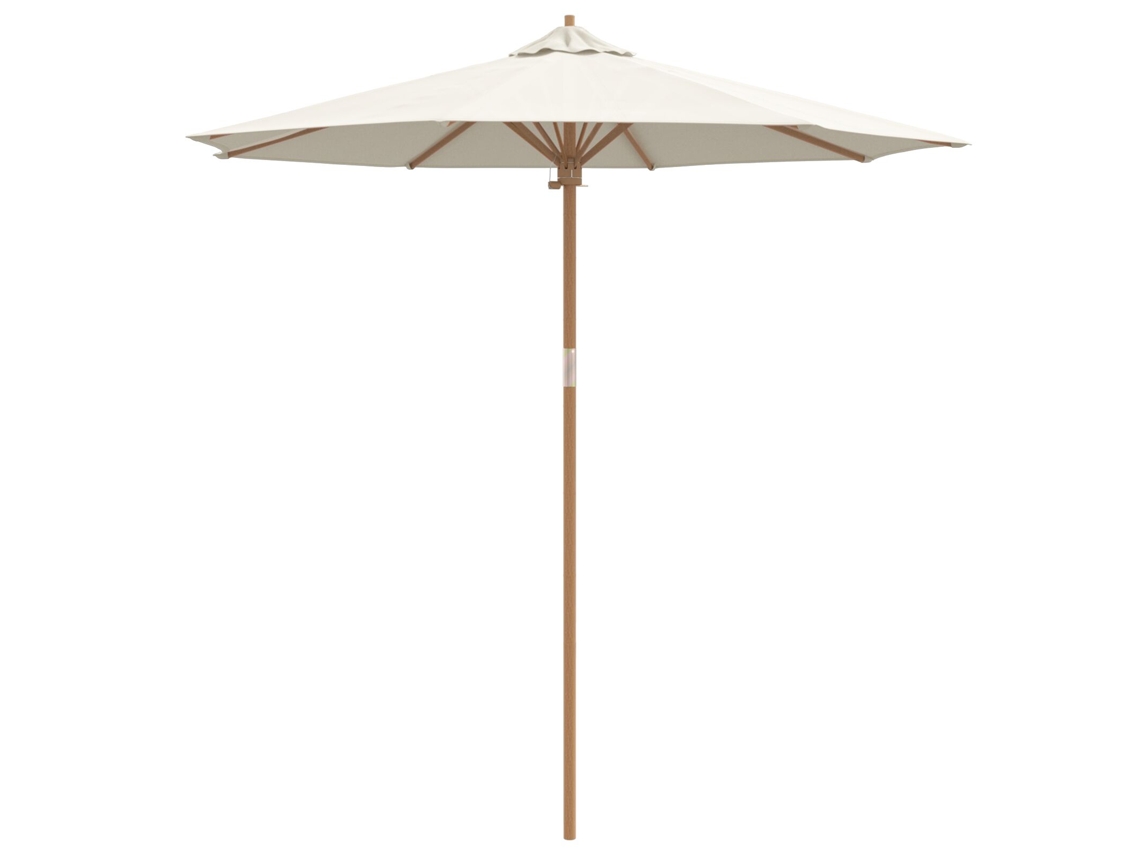 Conjunto 1 Guarda-sol De Jardim Vidaxl Branco Bambu (ø 240 X 260 Cm)