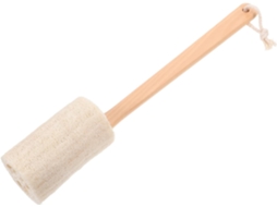Escova De Banho Corporal Madeira Com Esponja Bucha Natural, Cabo Longo Ergonômico Para Esfoliação E Escovação A Seco