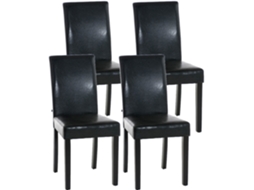 Conjunto De 4 Cadeiras De Jantar Em Imitação De Pele Ina Preto/preto Clp