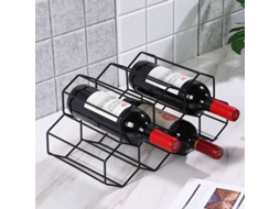 Suporte De Vinho Em Metal Preto P/ Mesa, Geométrico, 9 Garrafas, Ideal P/ Bar Ou Armário*