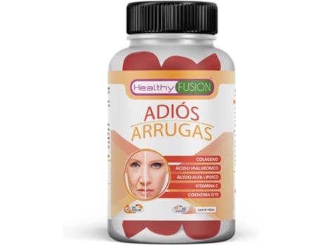 Adeus Rugas Previne e Elimina Rugas Colágeno Hidrolisado Ácido Hialurônico Coenzima Q10 Ácido Alfa Lipóico Vitamina C 50 Gomas