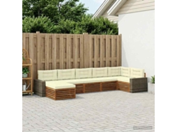 Vidaxl Conjunto De Sofás Para Exterior 7 Pcs Natural E Creme