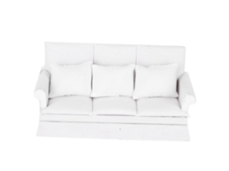 Primerox sofá Miniatura Casa de Bonecas 1:12 com 3 Almofadas Madeira Decoração Sala Branco