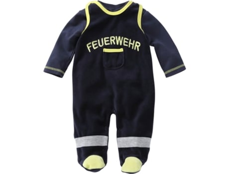 Macacão de Bebé PLAYSHOES Fire Brigade Veludo Azul (1 meses)