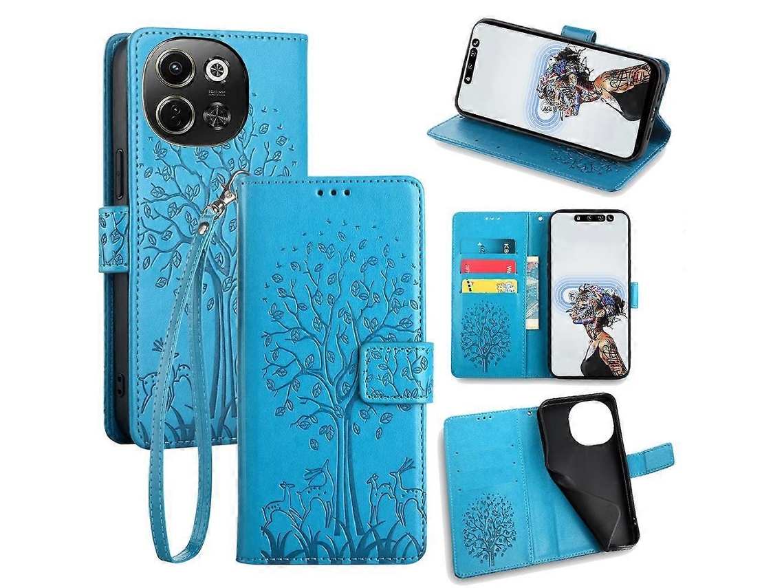 Capa De Celular De Couro Com Relevo De Árvore E Veado