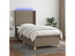 Sommier Com Colchão Led Cinza Acastanhado Pangshiyuan Madeira Tecido Cinzento (203x83x118/128cm)