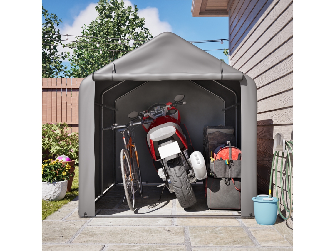 Garagem Bicicletas 160x220x165cm Porta Enrolar Cinza VOLTEDGE