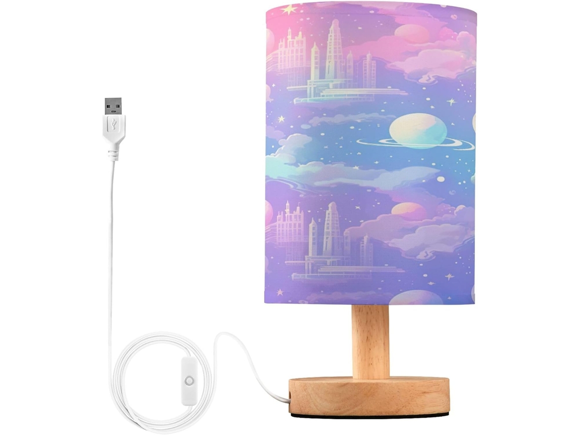 Abajur De Cabeceira Com Textura Galáxia Kawaii, Porta Usb, Sem Necessidade De Lâmpada, Luz Led Quente Para Quarto, Sala