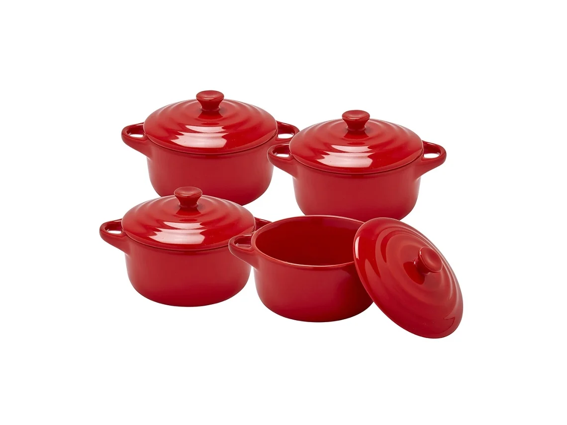 4 Panelas Pequenas Vermelho (Cerâmica) NORTHIX