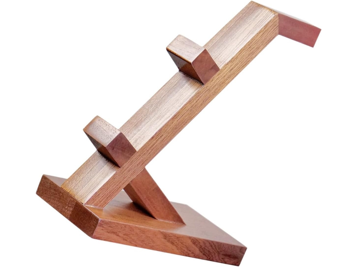 Suporte De Mesa Em Madeira Marrom Lurrose, Organizador Simples E Elegante Para Controles De Jogos Fones Ouvido