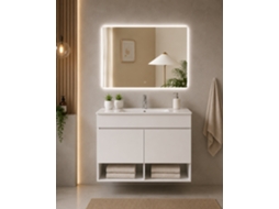 Móvel De Casa De Banho Suspenso Com Lavatório Extraplano Origenbath Nebari Sem Espelho 70x40 Cm Branco