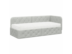 Conjunto de 2 Estruturas de Cama de Canto Cinzento Claro com Veludo MAISON EXCLUSIVE 80x200 cm