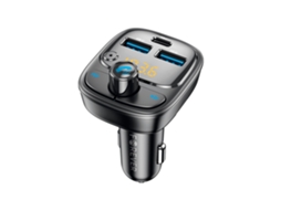 Transmissor Fm Bluetooth Veicular, Usb-c, Carga Rápida, 30w, Preto