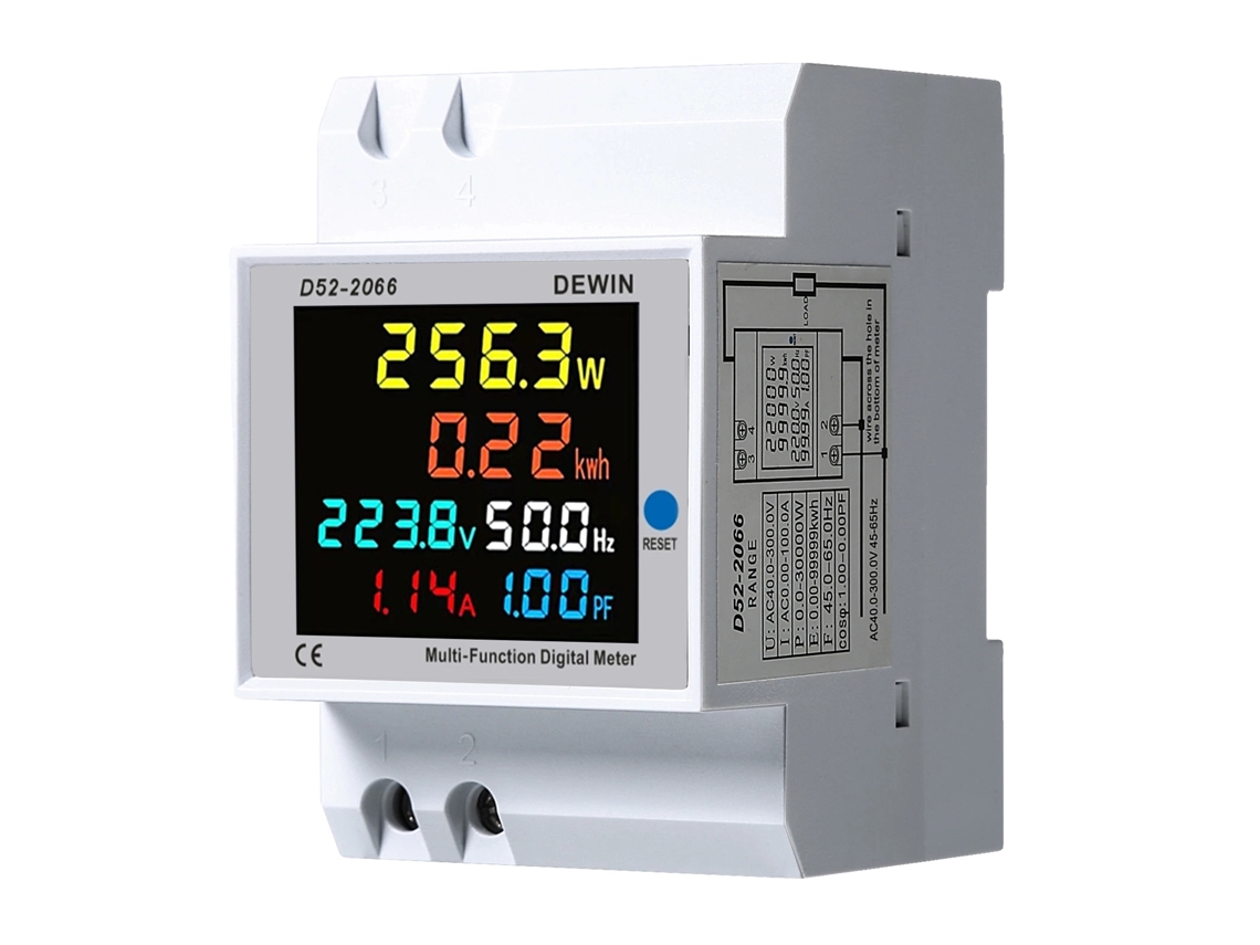 Medidor De Energia Elétrica, Display Lcd, Transformador De Corrente Integrado, Ac 40v-300v