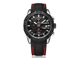Relógio masculino Megir multifuncional cronógrafo luminoso com pulseira de silicone e movimento de quartzo - Preto