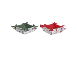Cesta Decorativa Home Esprit Branco Vermelho Verde Bege Quebra Nozes Natal 30 X 30 X 8 Cm (2 Unidades)