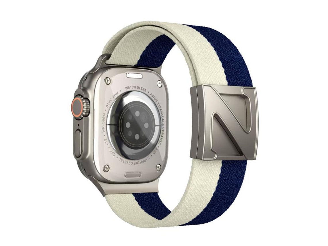 Bracelete para Apple Watch 46/49/45/44mm Nylon Bicolor com Fecho Magnético em Formato Z Azul Claro XIAOMOYU