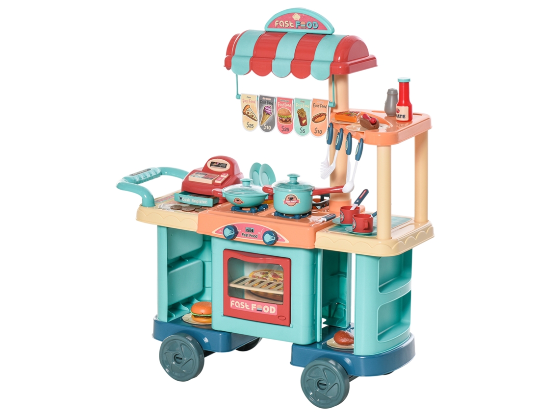 Cozinha de brinquedo para crianças de 3 a 6 anos, com 50 acessórios (79,5x33x90,5cm)