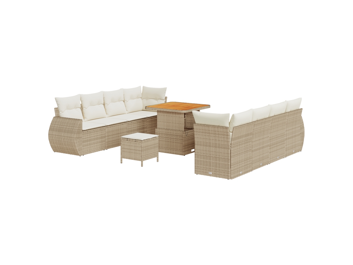 Conjunto 11 Conjunto De Sofá Modular Vidaxl Bege Vime Pe (80 X 80 X 71 Cm)