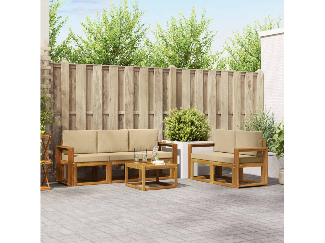 Vidaxl Conjunto De Sofás Para Exterior 6 Pcs Natural E Bege