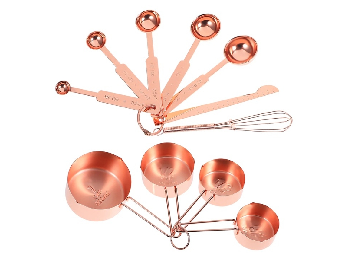 Conjunto de colher e xícara medidoras em aço inoxidável