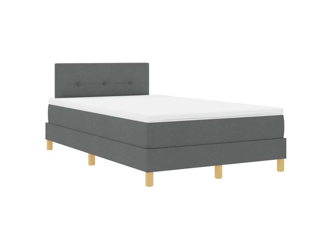 Cama Box  Com Colchão E Led Cinza Escuro Vidaxl Tecido (120x190 Cm)