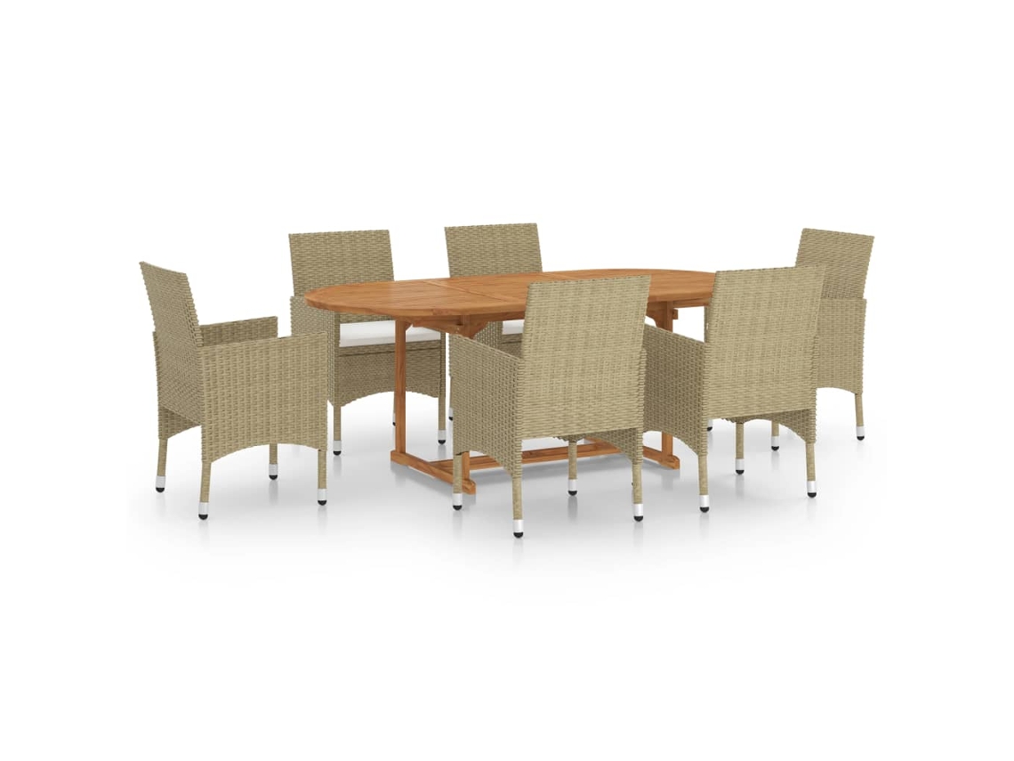 Dining Set, Dining Sets Vidaxl Bege Rattan / Vime (n/a)