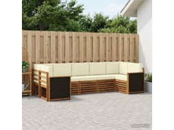 Vidaxl Conjunto De Sofá Sectional Com Almofada 6 Pcs Natural E Creme