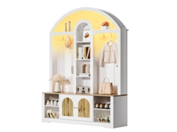 Armário Multifuncional Para Quarto/entrada Com Sapateira, Prateleiras E Ganchos. Guarda-roupa De Mdf Resistente, Design Moderno E Espaço Prático.