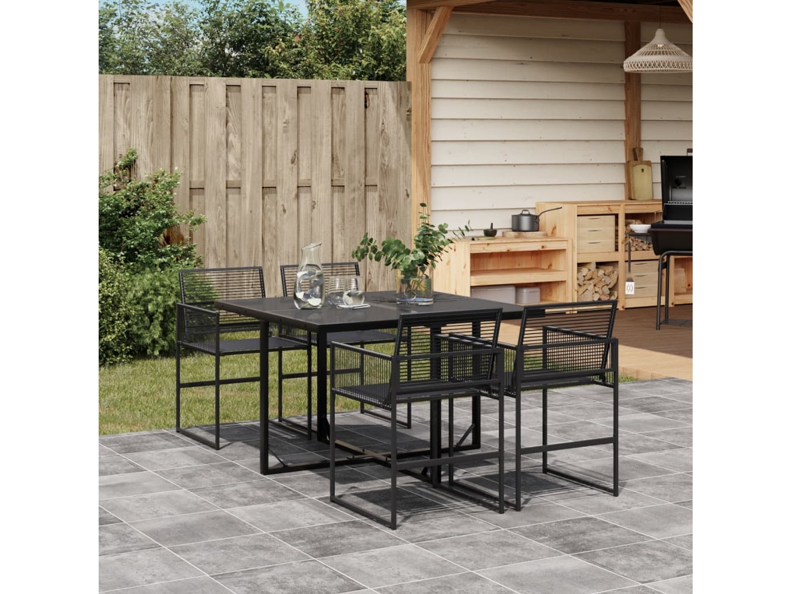Vidaxl 5 Pcs Conjunto de Jantar P/ Jardim Vime Pe Preto