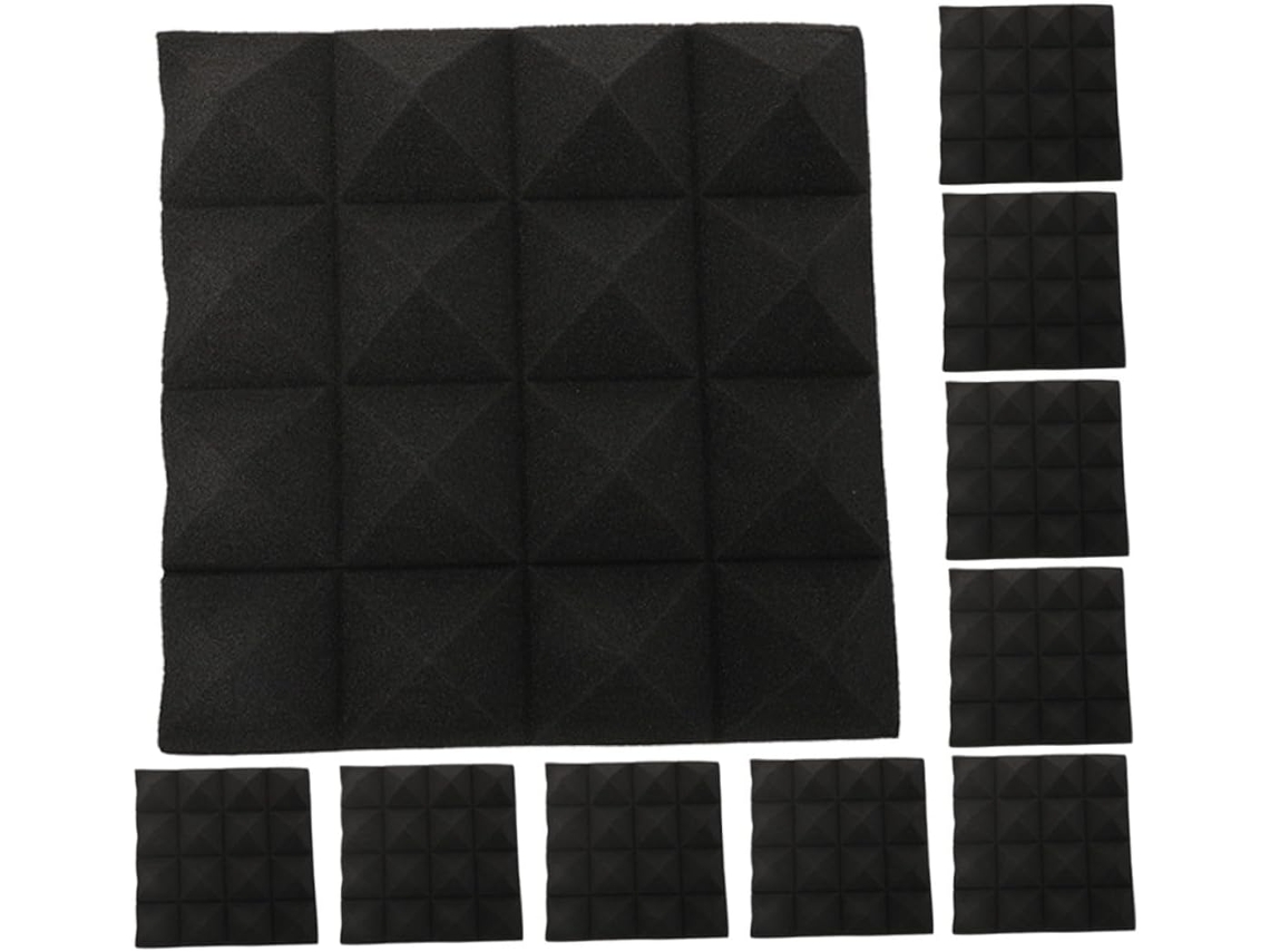 Conjunto De 10 Painéis Acústicos Piramidais Para Isolamento Acústico, Painéis Adesivos Pretos Espessos...