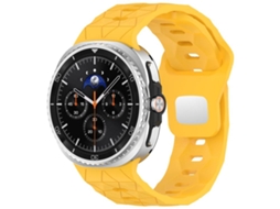Bracelete para Samsung Galaxy Watch 8/8 Classic Silicone com Textura de Futebol Clássica e Fivela Reversa em Aço Amarela XIAOMOYU