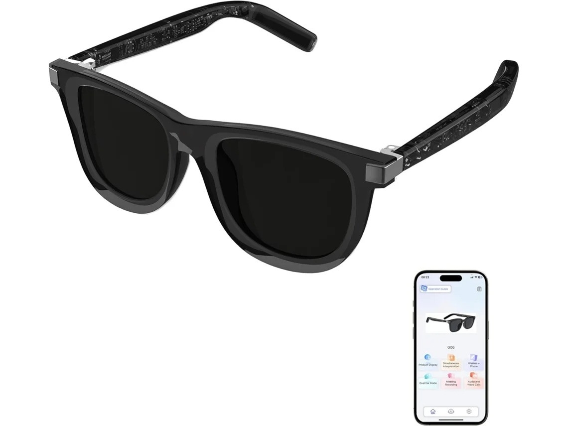 Smartglasses BESTVITE com tradução em 110 idiomas, lentes polarizadas e proteção UV400 (preto)